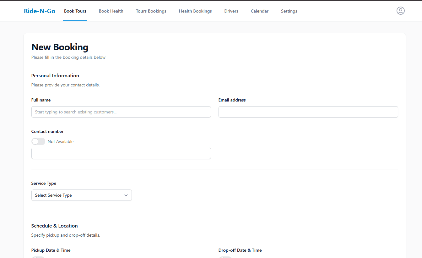 Ride-N-Go DMS booking detail view